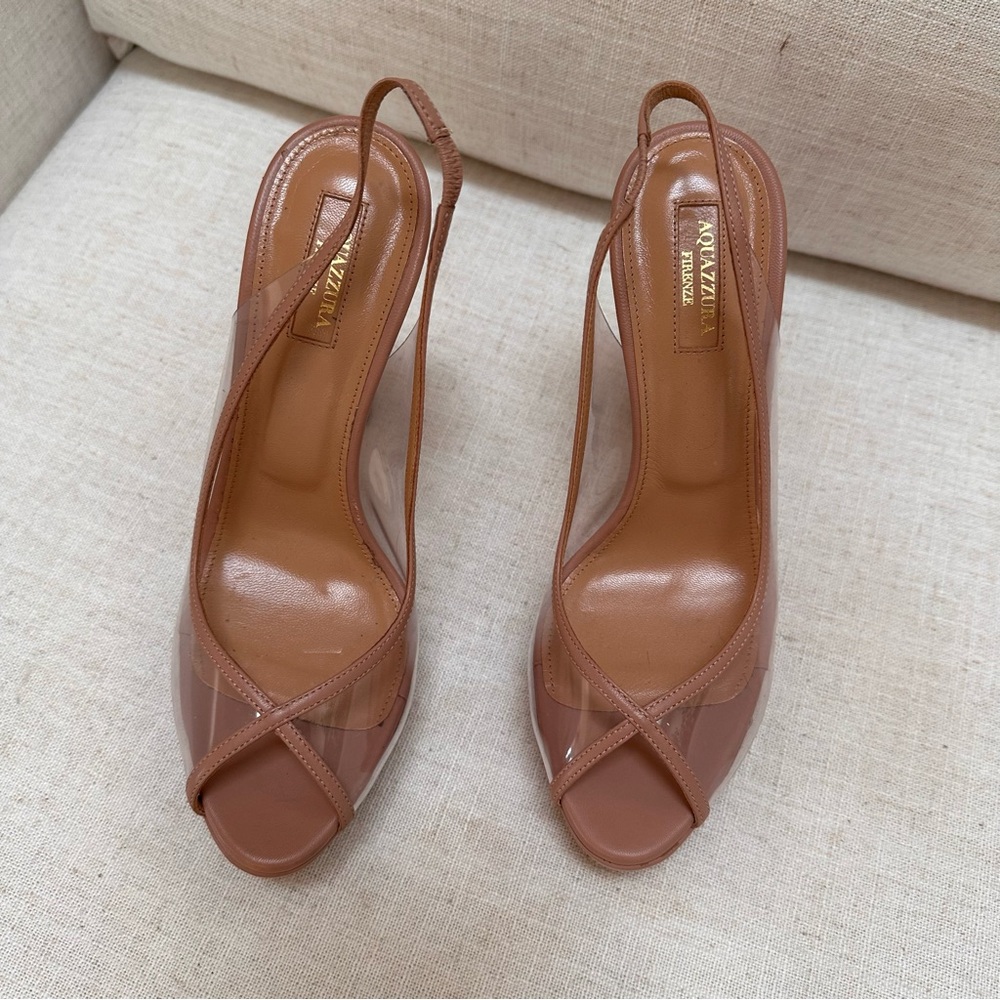 NWT AQUAZZURA Temptation 130mm Platform Leather & PVC Heels 39.5 (US 8.5 - 9.5) - Picture 6 of 12